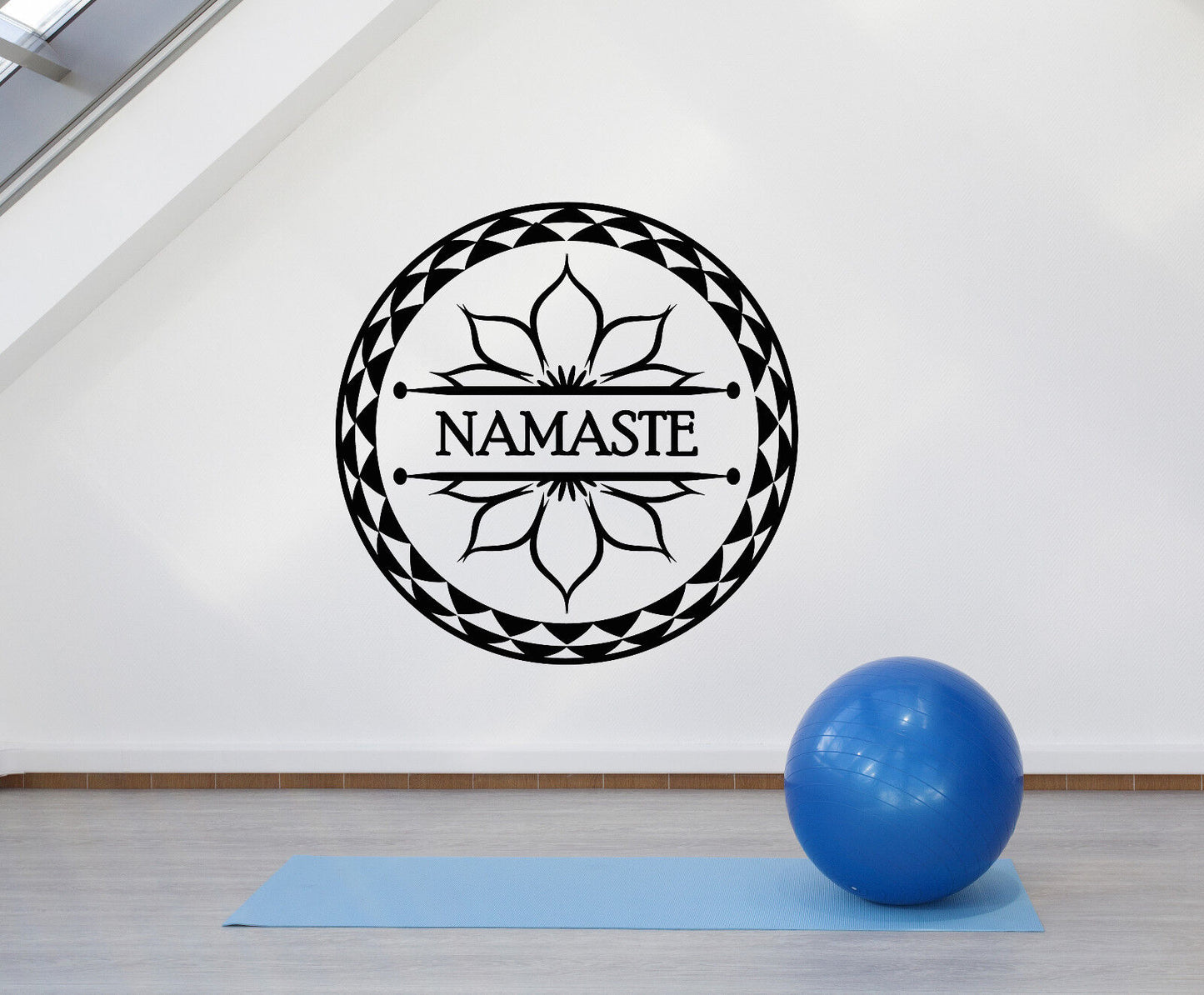 Vinyl Wall Decal Lotus Flower Yoga Meditation Center Logo Namaste Sticker 2667ig