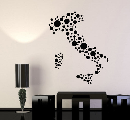 Vinyl Wall Decal Abstract Map Italy Country Circles Geometric Stickers (2698ig)