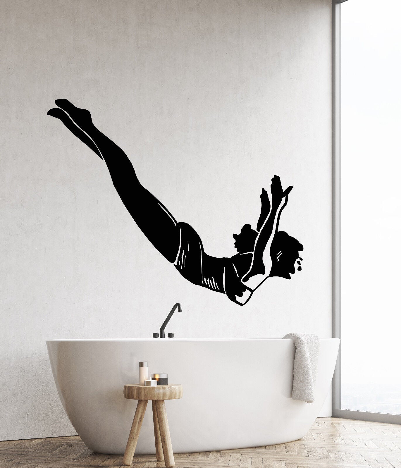 Vinyl Wall Decal Diver Retro Girl Pin Up Woman Swimming Pool Stickers (2681ig)