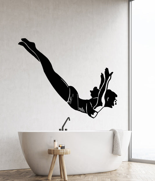 Vinyl Wall Decal Diver Retro Girl Pin Up Woman Swimming Pool Stickers (2681ig)