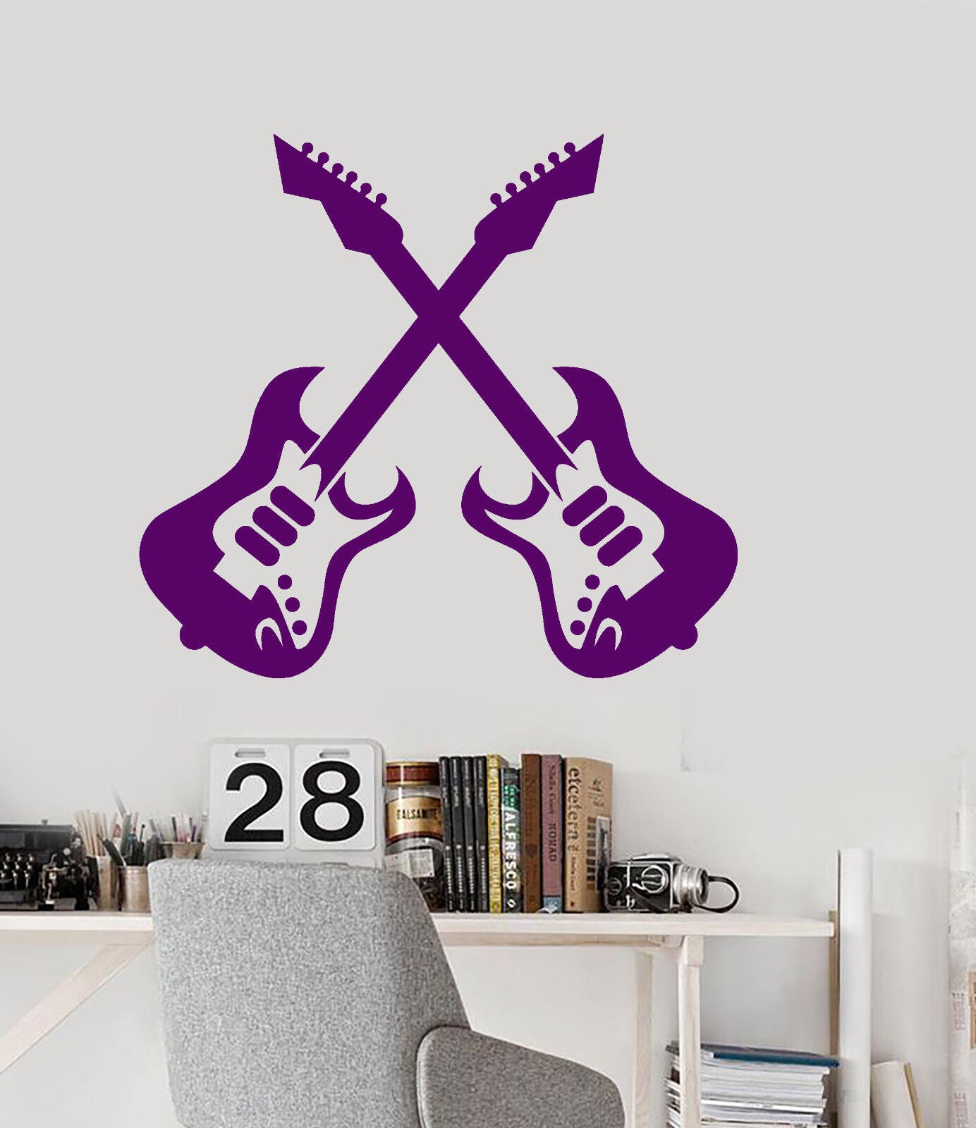 Autocollant mural en vinyle pour guitare électrique, musique Rock, musicien (2709ig)