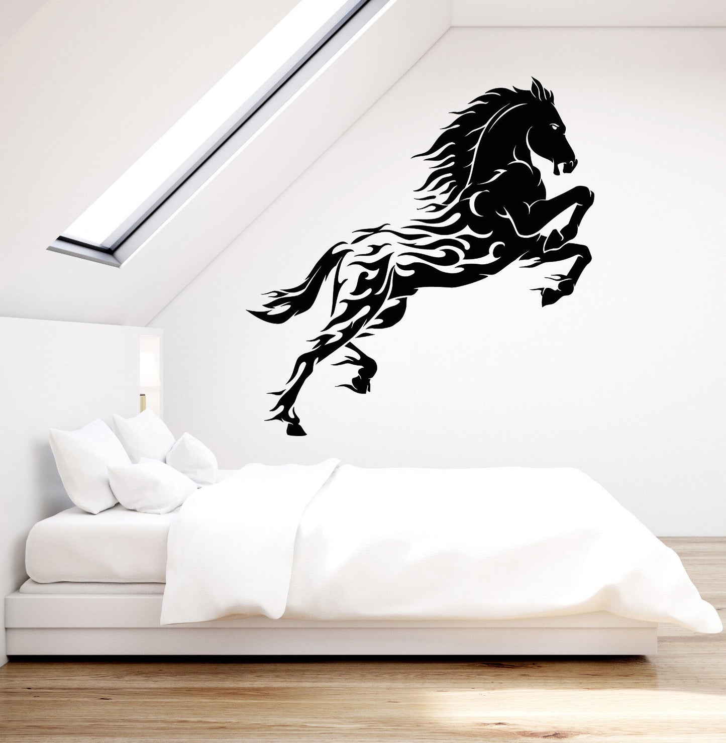 Vinyl Wall Decal Forks Of Flame Horse Wild Mustang Horse Stickers (2710ig)