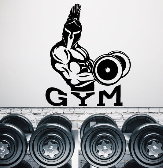 Autocollant mural en vinyle pour casque de guerrier spartiate, autocollants avec Logo de Muscles de gymnastique (2738ig)