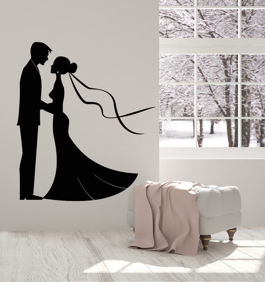 Autocollant mural en vinyle pour robe de mariée, Salon, Boutique, marié, autocollants (2766ig)