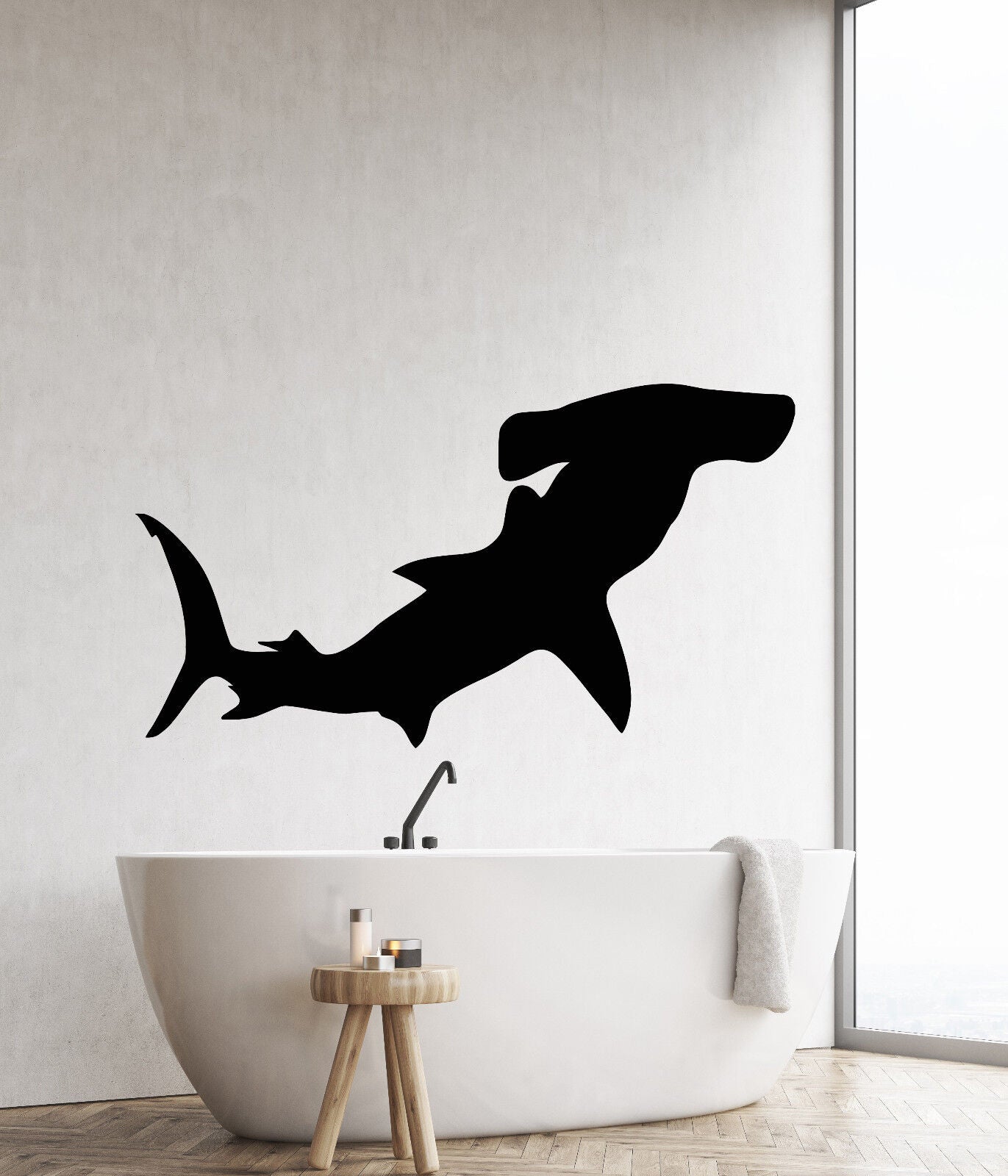 Autocollant mural en vinyle requin mer océan prédateur Animal pour autocollants de salle de bain (2790ig)