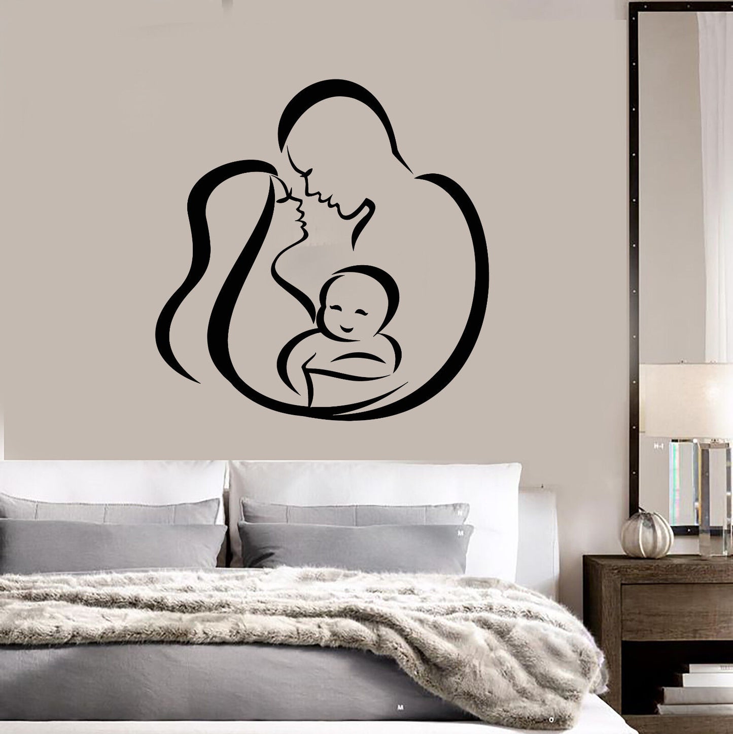 Autocollant mural en vinyle abstrait femme homme enfant famille bébé autocollants (2797ig)