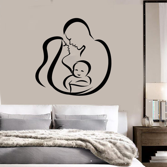 Autocollant mural en vinyle abstrait femme homme enfant famille bébé autocollants (2797ig)