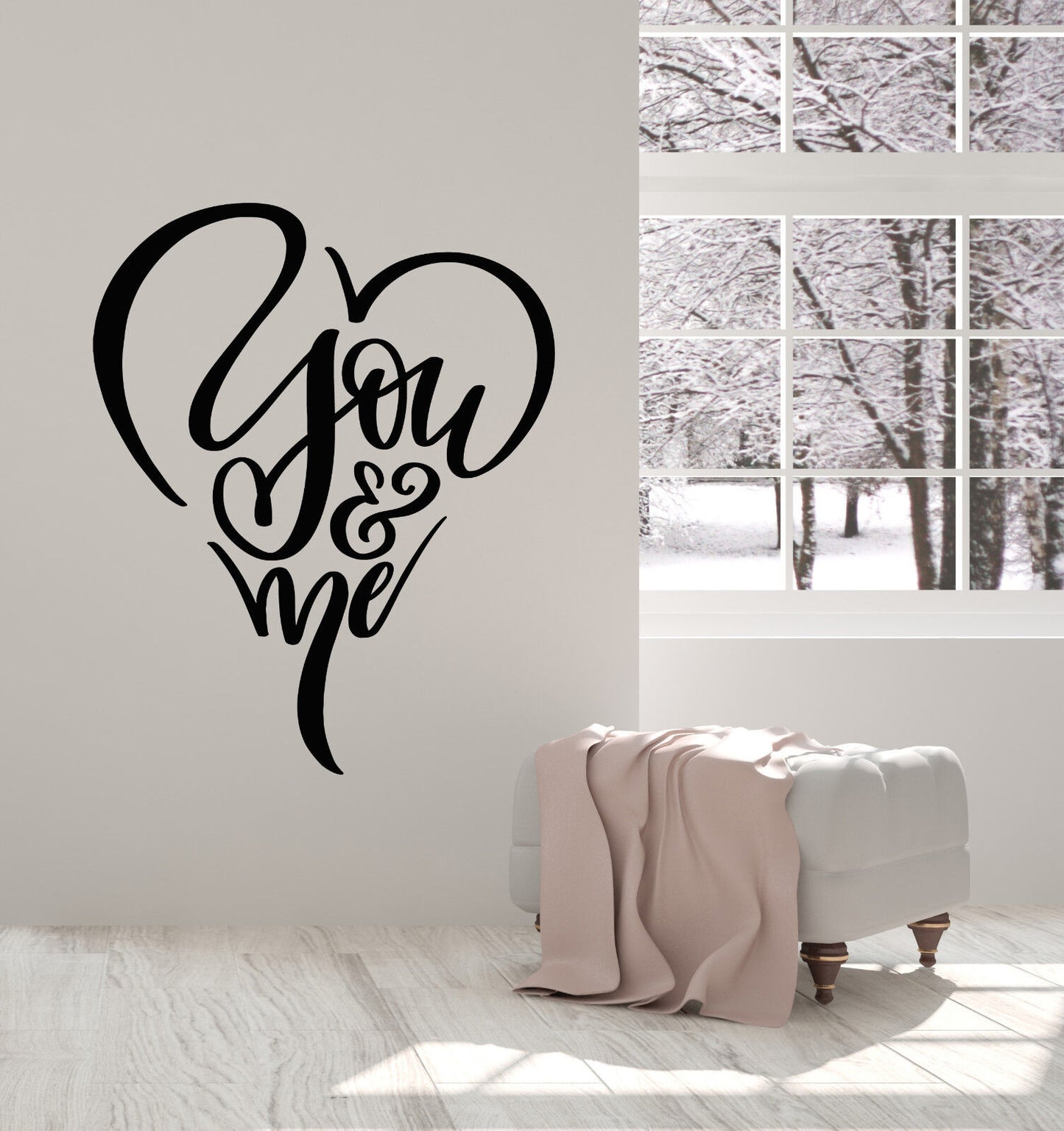 Wandaufkleber mit Zitat „Love You And I“ aus Vinyl für Schlafzimmer, Dekoration (2800ig)