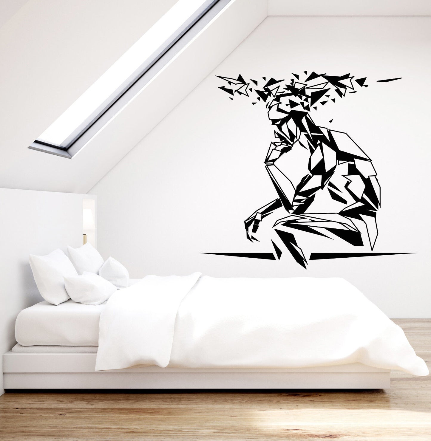 Vinyl Wall Decal Cognitive Man Geometric Polyhedron Silhouette Stickers (2816ig)