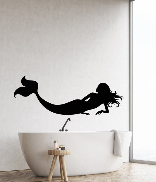 Wandtattoo/Wandaufkleber, Vinyl, Silhouette, nackte Meerjungfrau, fantastische Tierwesen (2818ig)