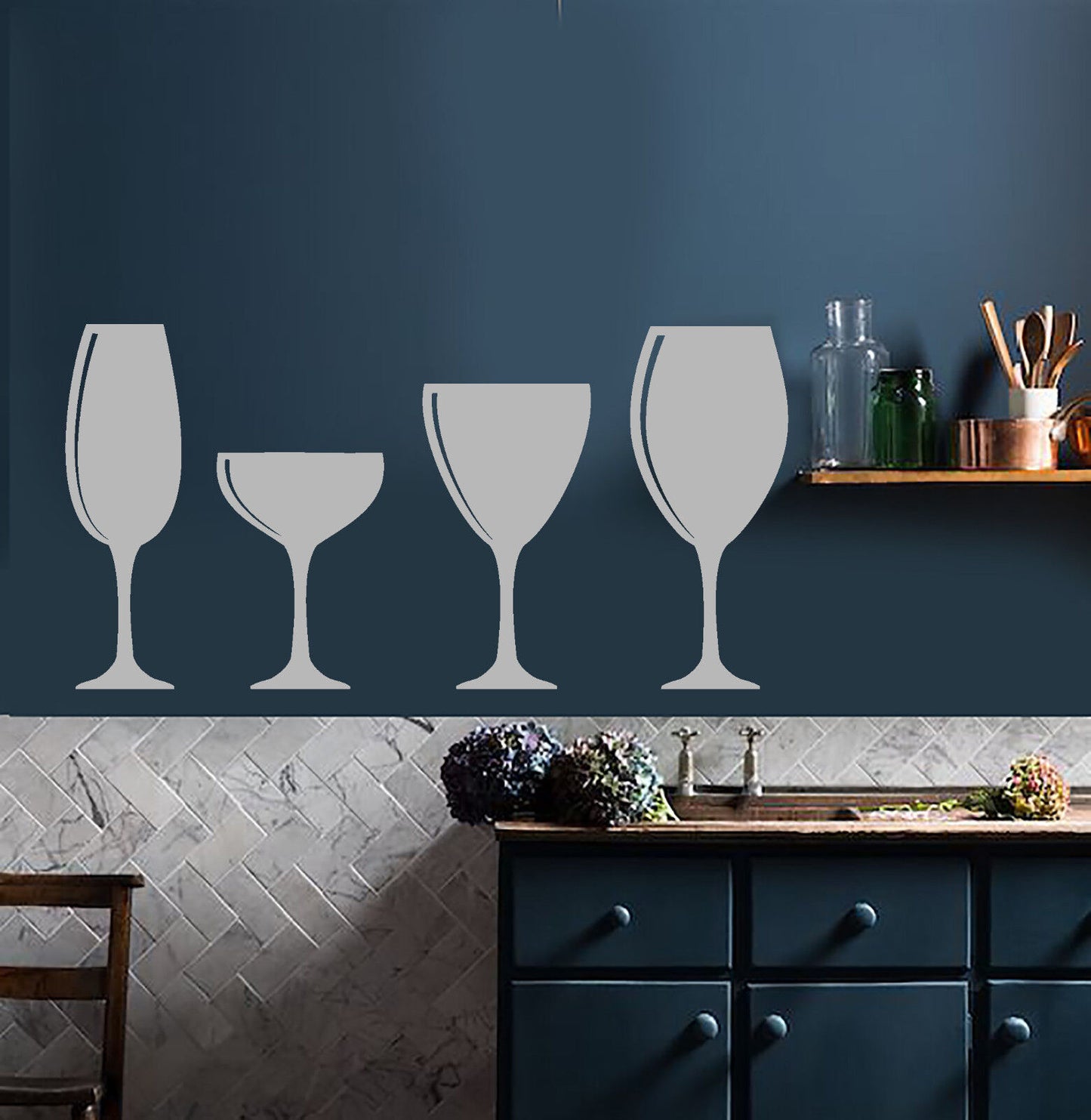 Vinyl Wall Decal Wine Shop Alcohol Glasses Bar Kitchen Decoration Sticker 2823ig