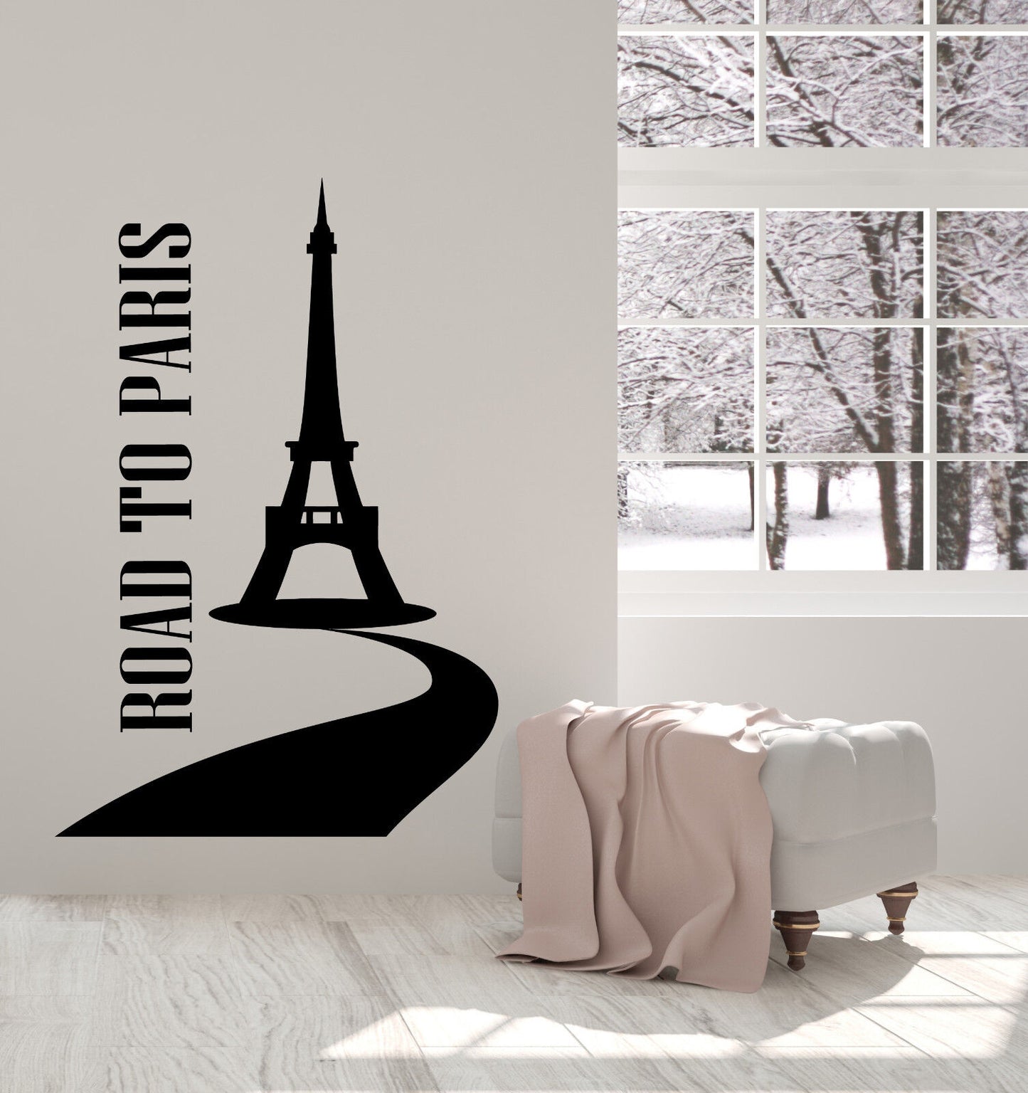 Vinyl Wall Decal Road to Paris France Eiffel Tower Room Decor Stickers (2864ig)