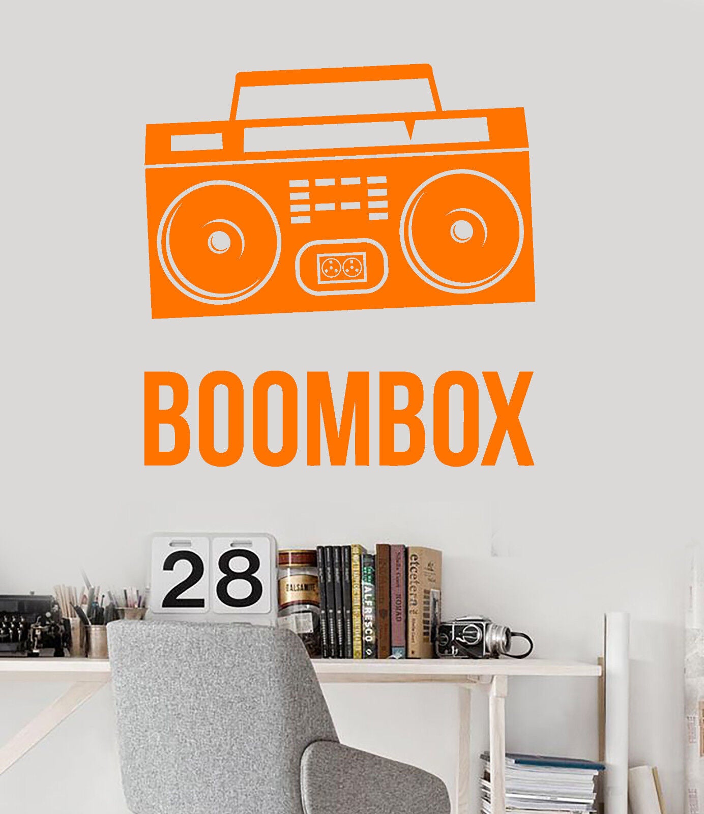 Wandtattoo Retro Boombox Musik Jambox aus Vinyl für Teenager (2872ig)