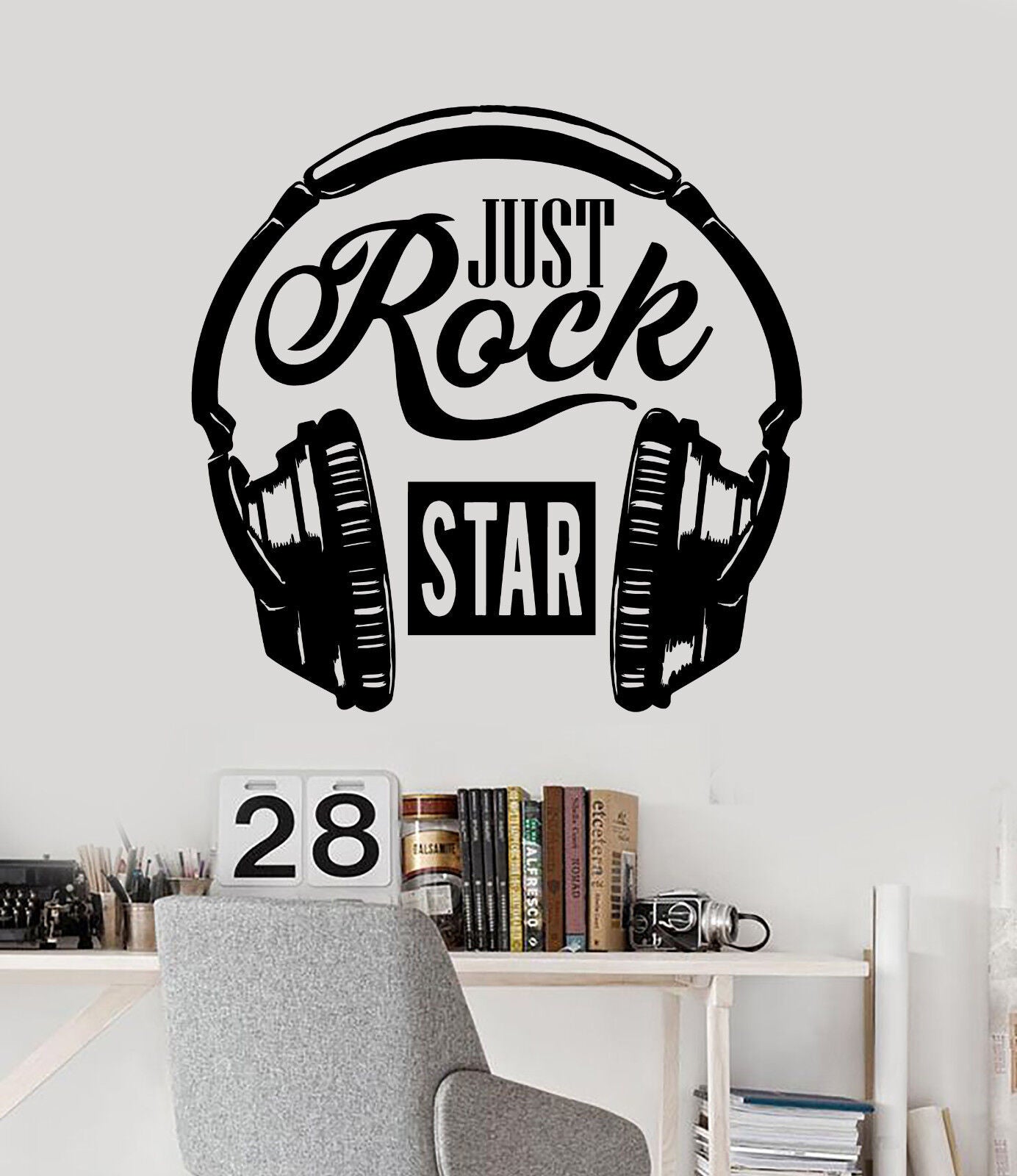 Autocollant mural en vinyle pour écouteurs Just Rock Star mélomane (2873ig)