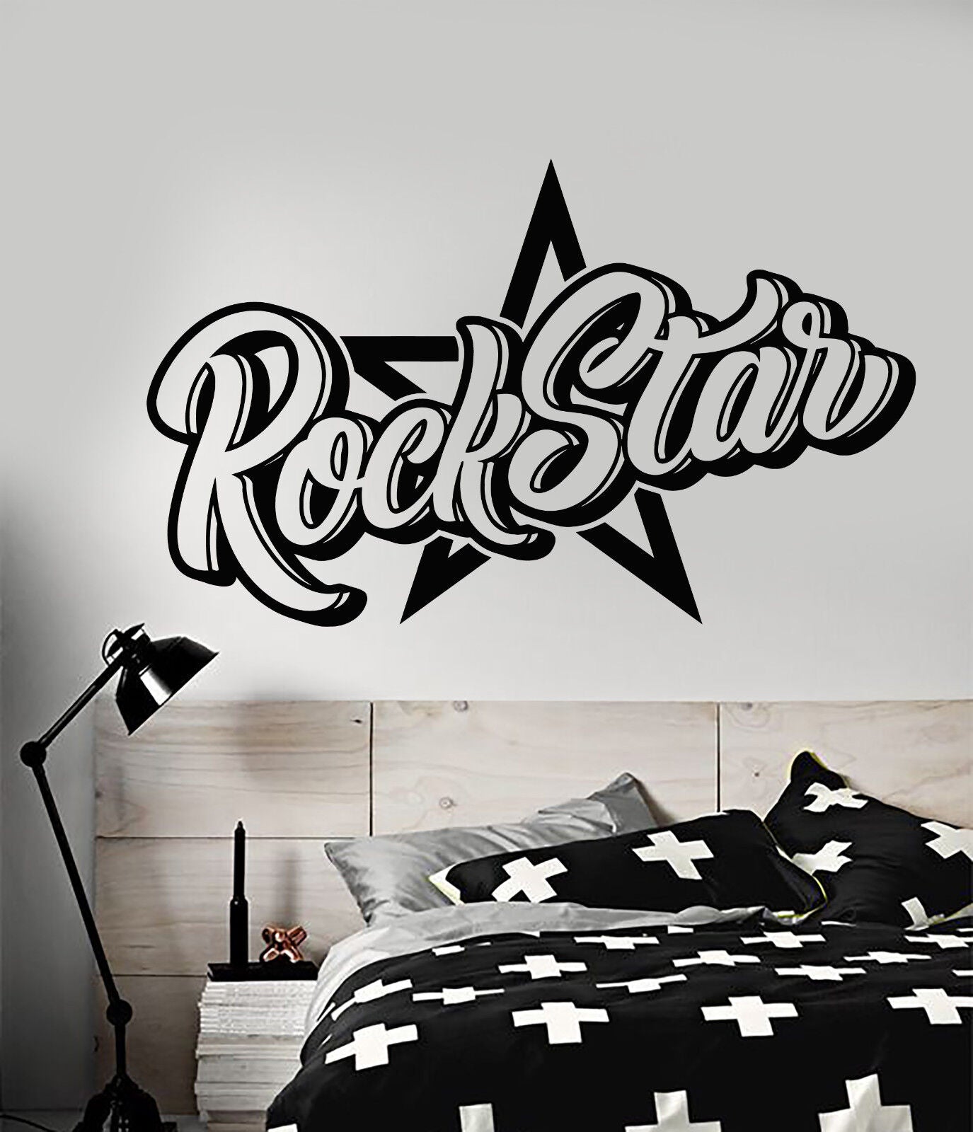 Autocollant mural en vinyle mot pour décoration Rock Star, autocollants pour chambre d'adolescent (2877ig)