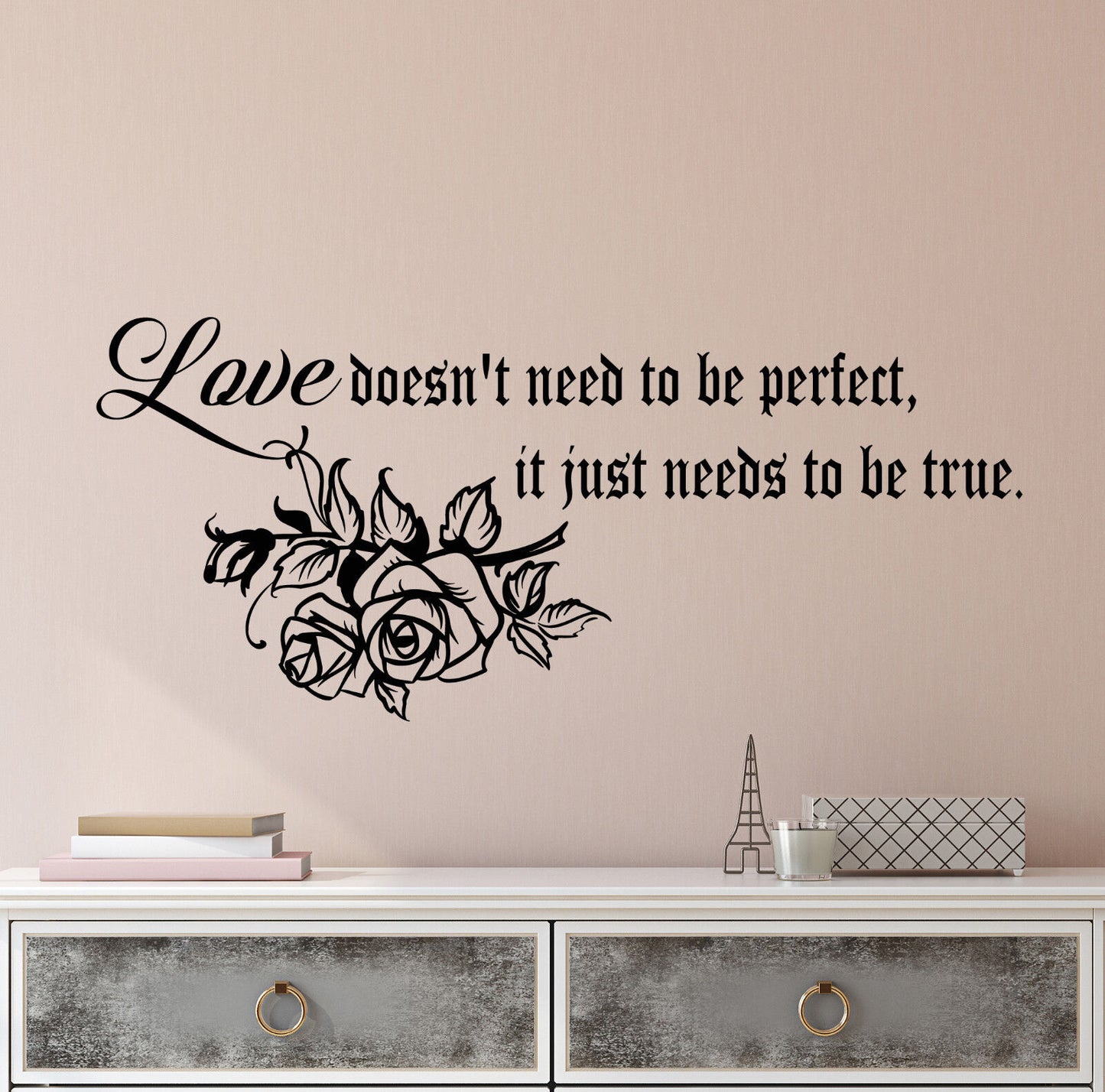 Wandaufkleber aus Vinyl, Zitat „Perfect True Love“ (inspirierend), 2911ig