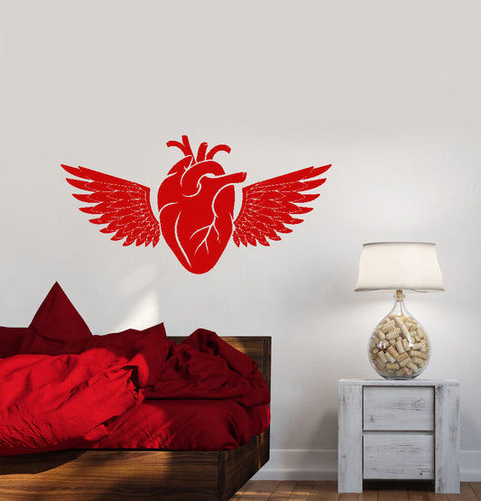 Vinyl Wall Decal Heart Organ Bird Wings Feathers Stickers (2935ig)