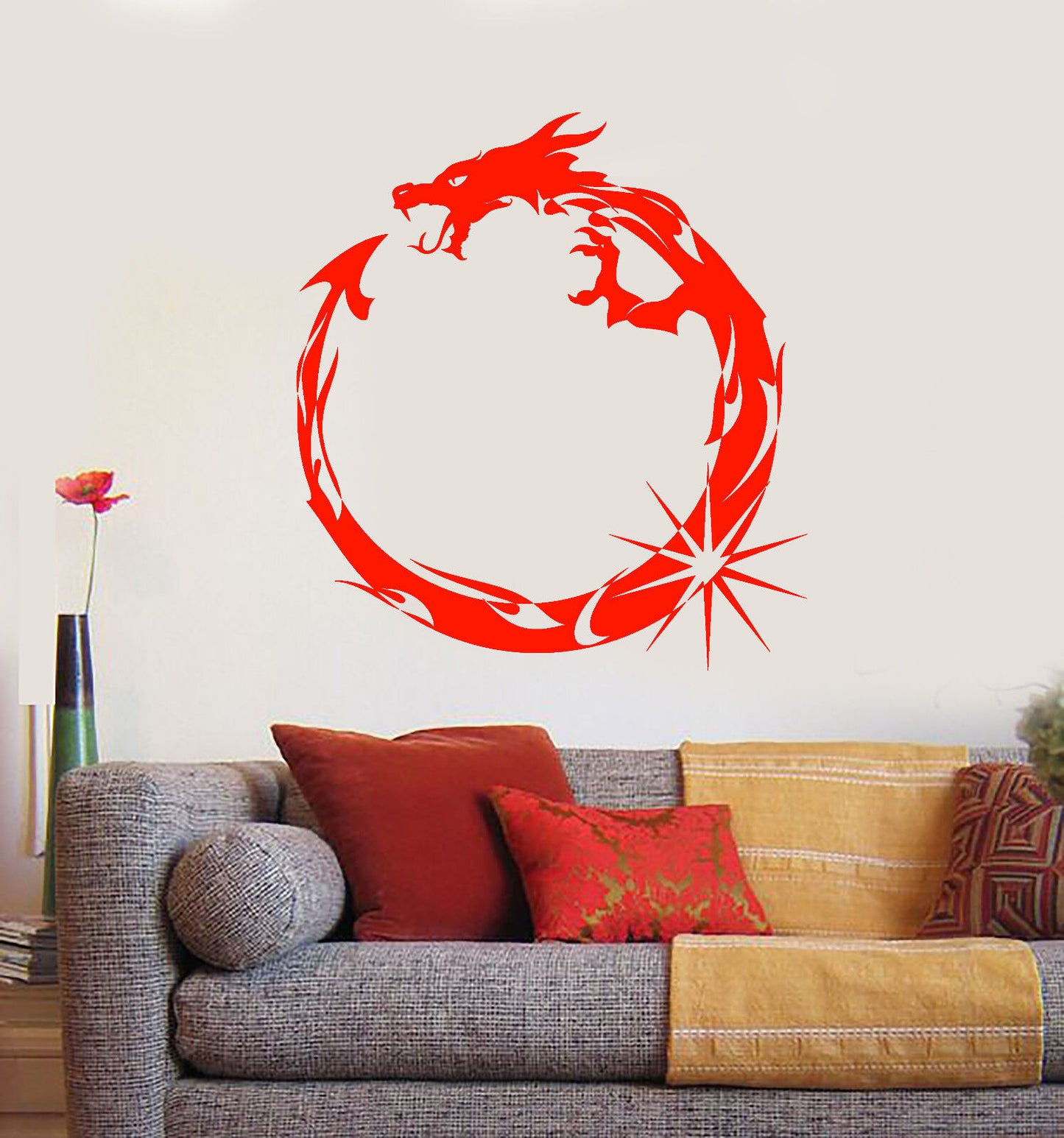 Vinyl Wall Decal Circle Dragon Infinity Symbol Fantastic Beast Stickers (2939ig)