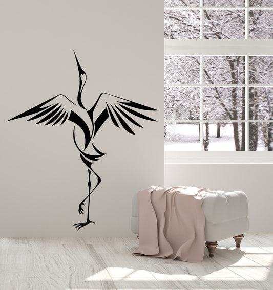 Vinyl Wall Decal Heron Japanese Asian Bird Wings Stickers (2941ig)