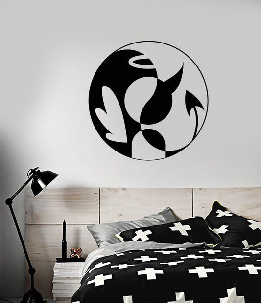 Vinyl-Wandaufkleber, Yin und Yang-Symbol, Buddhismus, Engel und Bemon (2977ig)