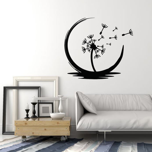 Vinyl Wall Decal Dandelion Parachute Flower Enso Circle Stickers (2981ig)