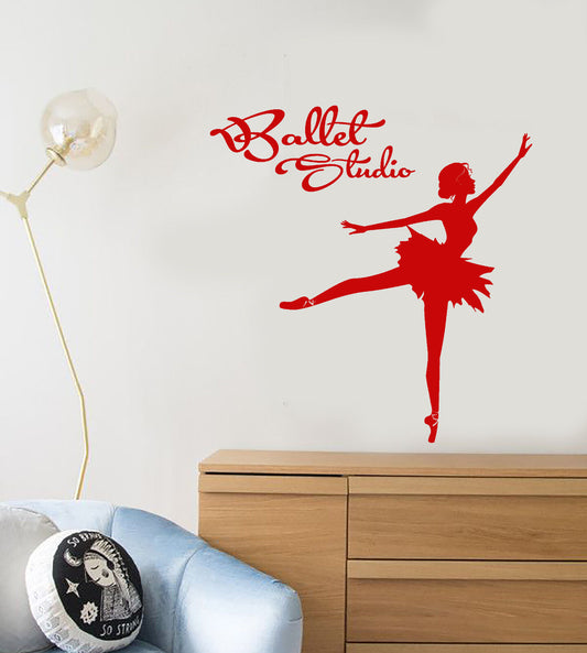 Autocollant mural en vinyle avec Logo de danse du Studio de Ballet, autocollants de danseuse de ballerine (3006ig)