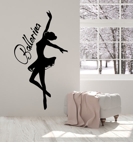 Wandaufkleber, Vinyl, Ballerina, Tänzerin, Wort, Logo, Ballett, Mädchenzimmer, Aufkleber (3018ig)