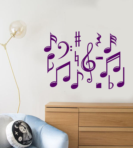 Vinyl Wall Decal Sheet Music Notes Сlef For Musician Stickers (3043ig)