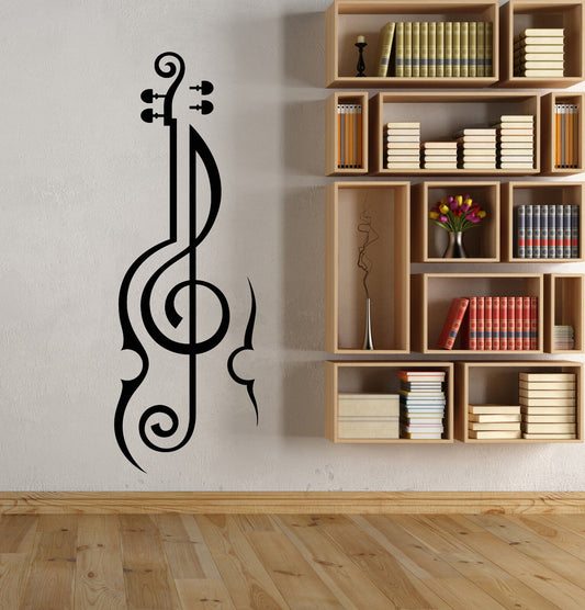 Autocollant mural en vinyle pour violon, Instrument de musique, Clef, autocollants pour magasin de musique (3048ig)