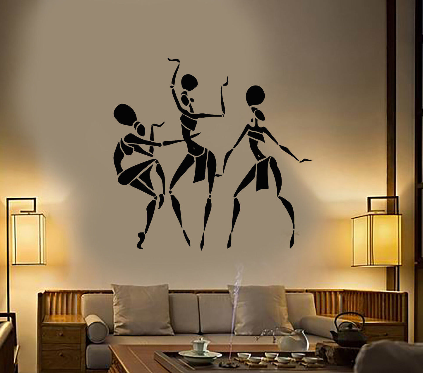 Autocollant mural en vinyle pour femmes africaines, autocollants de danse de Style ethnique indigène (3050ig)