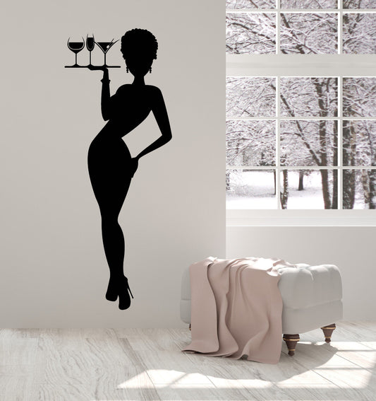 Vinyl Wall Decal Waitress Alcohol Cocktails Restaurant Night Bar Stickers 3054ig