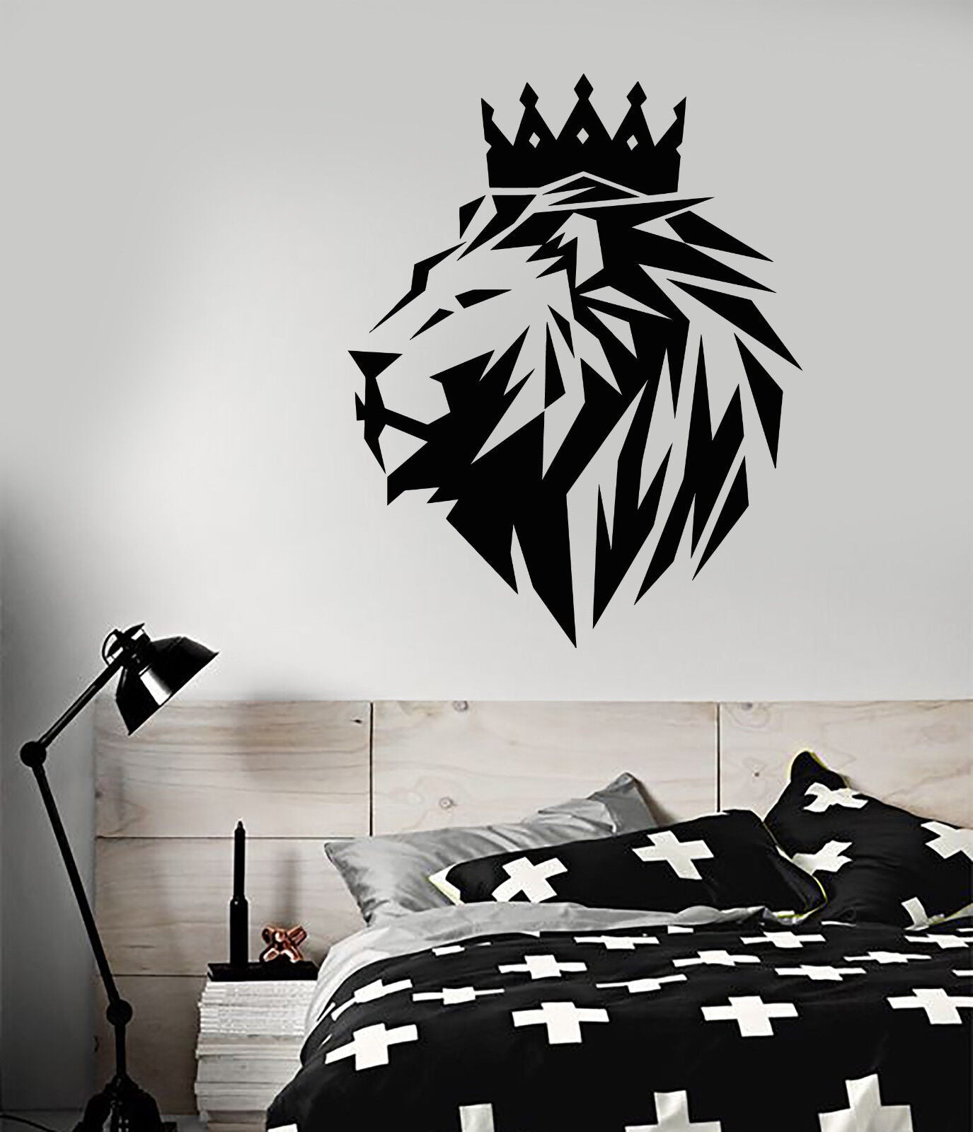 Vinyl Wall Decal Polyhedron African Lion King Crown Animal Stickers (3064ig)