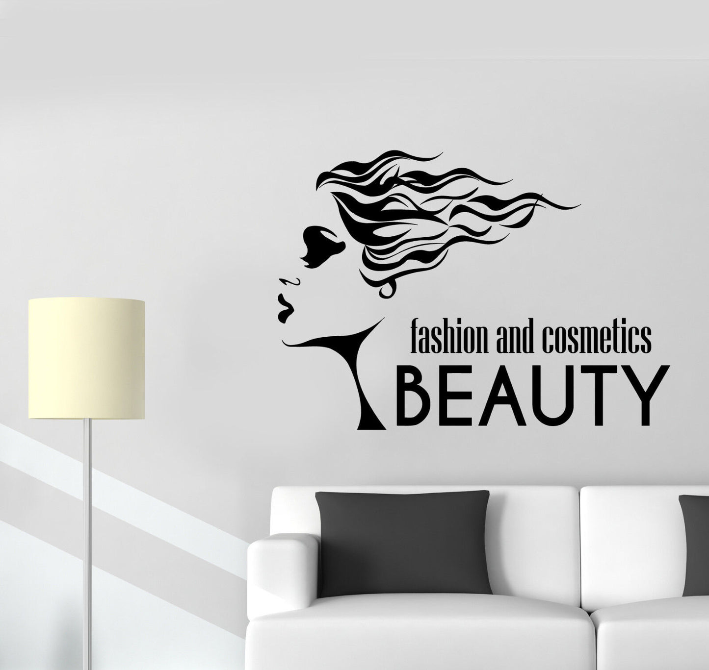 Vinyl Wall Decal Beauty Fashion And Cosmetics Logo Girl Face Stickers (3069ig)