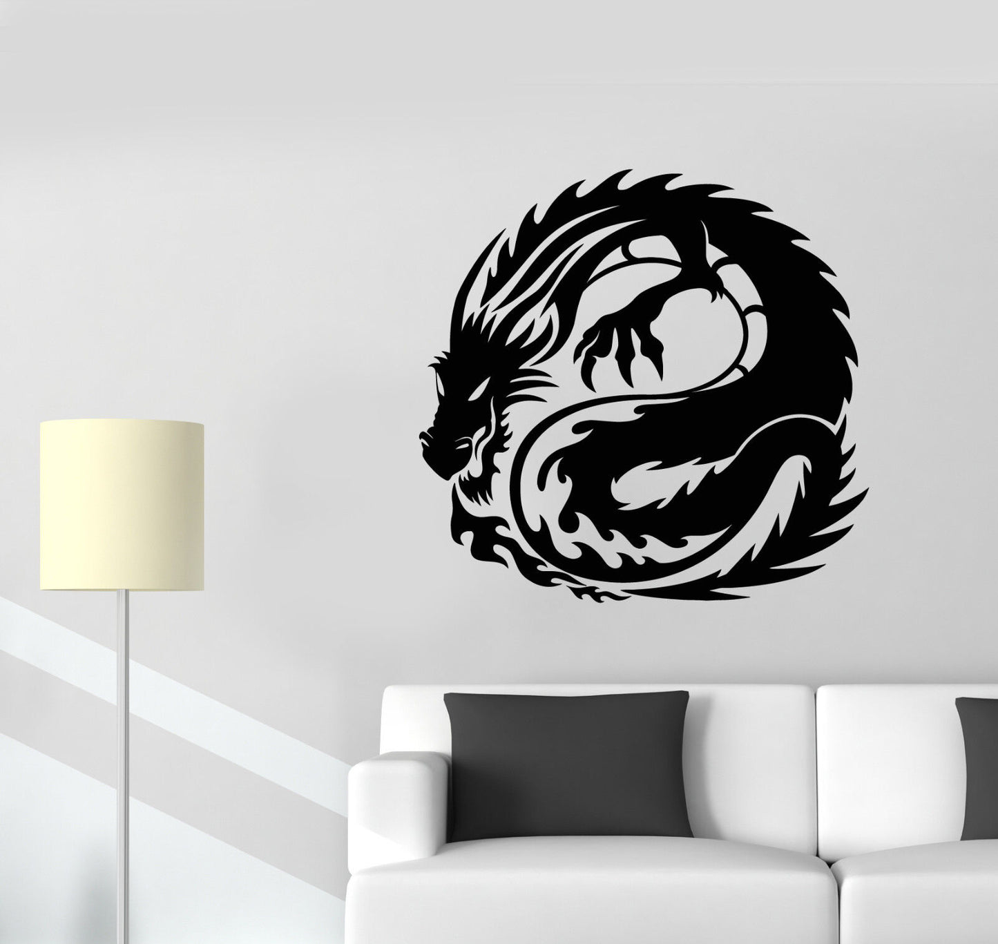 Autocollant mural en vinyle, dessin animé, dragon asiatique, ornement, tatouages ​​(3072ig)