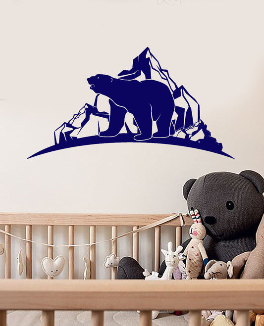 Wandtattoo Eisbär Berge Tier Kinderzimmer Deko Vinyl (3080ig)