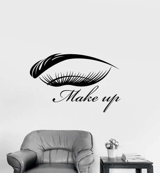 Vinyl Wall Decal Eyebrows Eyelashes Makeup Beauty Salon Logo Stickers (3087ig)