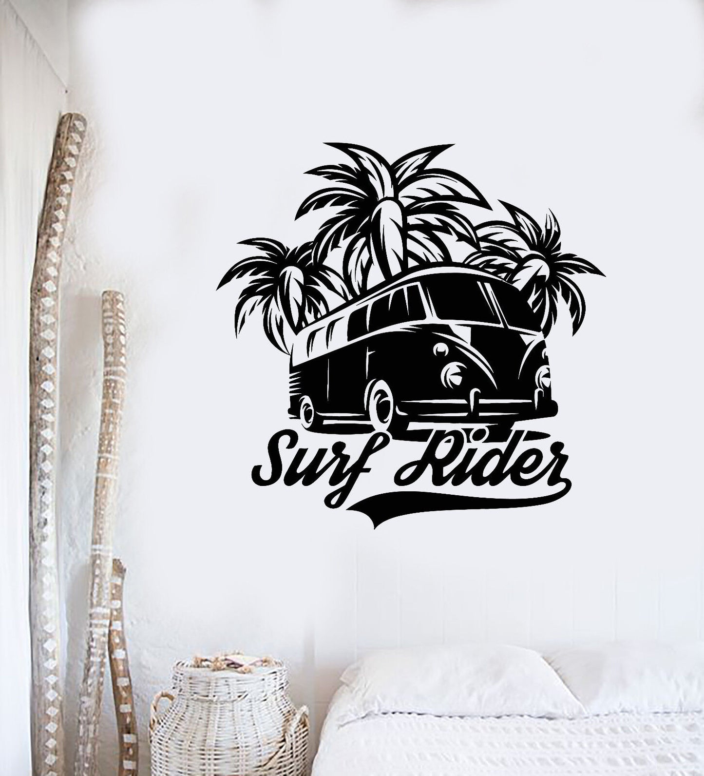 Wandaufkleber, Vinyl, Hippie-Mobile, Surfen, Surfer, Surfrider, Logo-Aufkleber (3093ig)