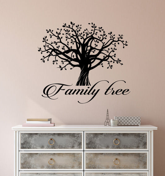 Vinyl Wall Decal Family Tree Word Logo Quote Tree Of Life Stickers (3126ig)