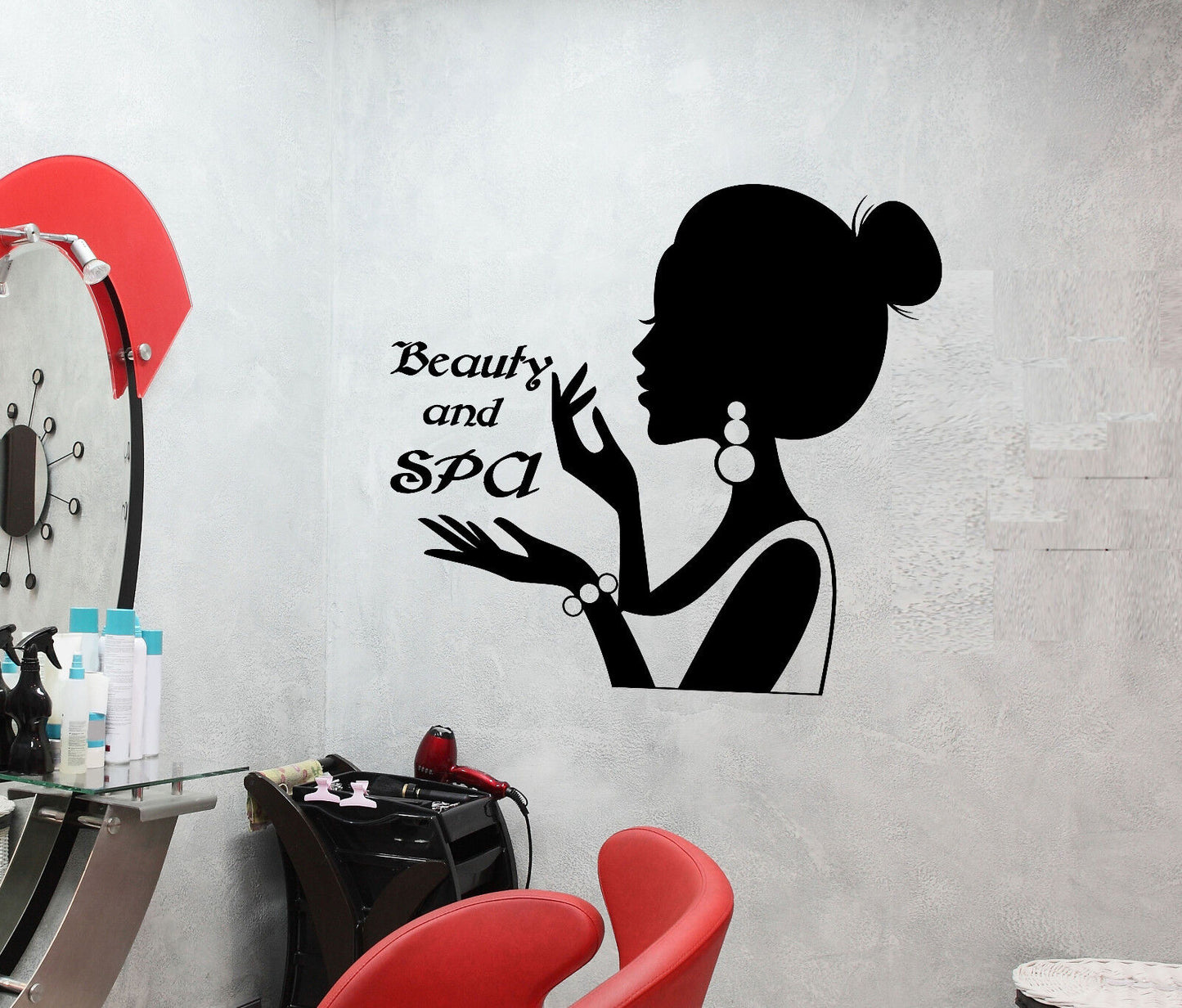 Vinyl Wall Decal Beauty And SPA Logo Signboard Woman Silhouette Stickers 3143ig