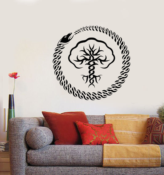 Wandtattoo Lebensbaum Unendlichkeitssymbol Ouroboros aus Vinyl (3151ig)