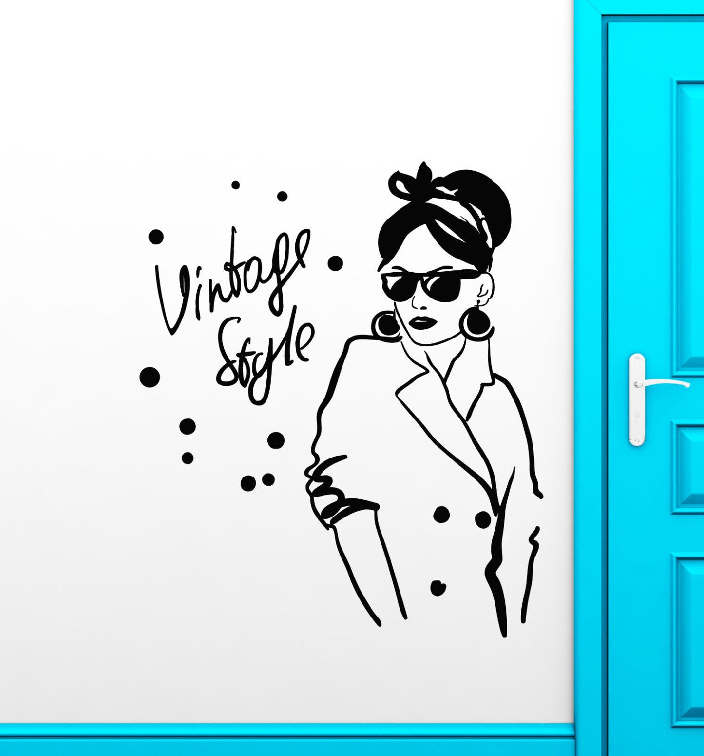 Vinyl Wall Decal Vintage Style Fashion Girl Clothing Store Stickers (3153ig)