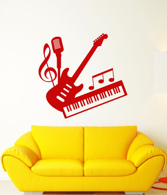 Vinyl Wall Decal Musical Instruments Store School Of Music Stickers (3160ig)