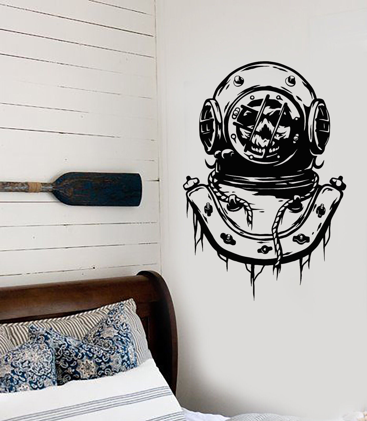 Vinyl Wall Decal Vintage Diving Diver Helmet Skull For Sailor Stickers (3162ig)