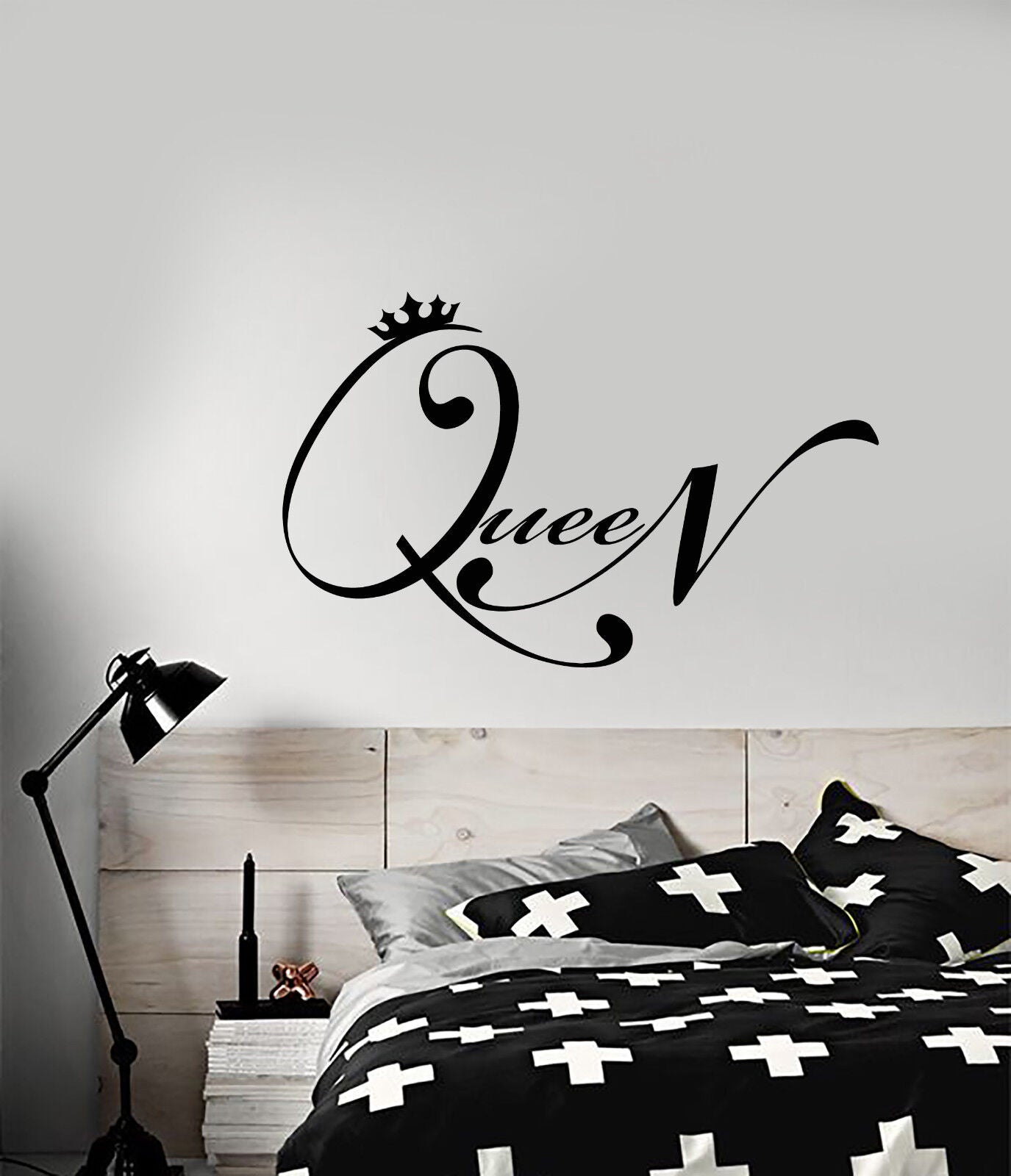 Vinyl Wall Decal Quote Word Queen Crown For Girl Room Stickers (3164ig)