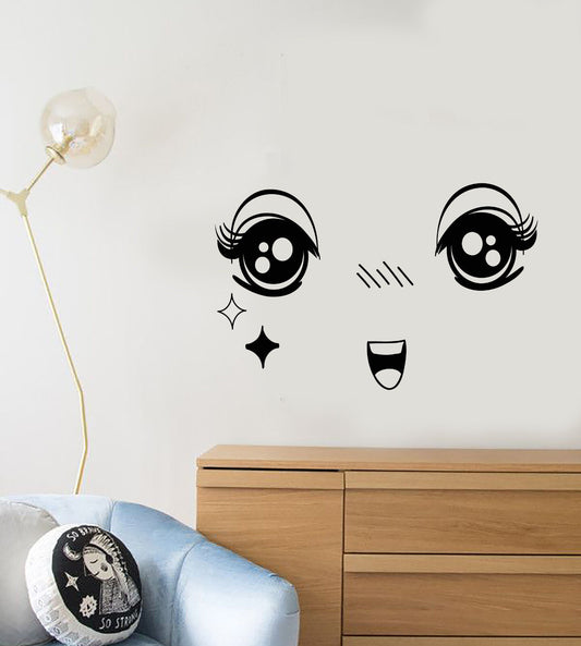 Autocollant mural en vinyle, dessin animé, visage d'enfant, décor pour chambre d'enfants (3187ig)