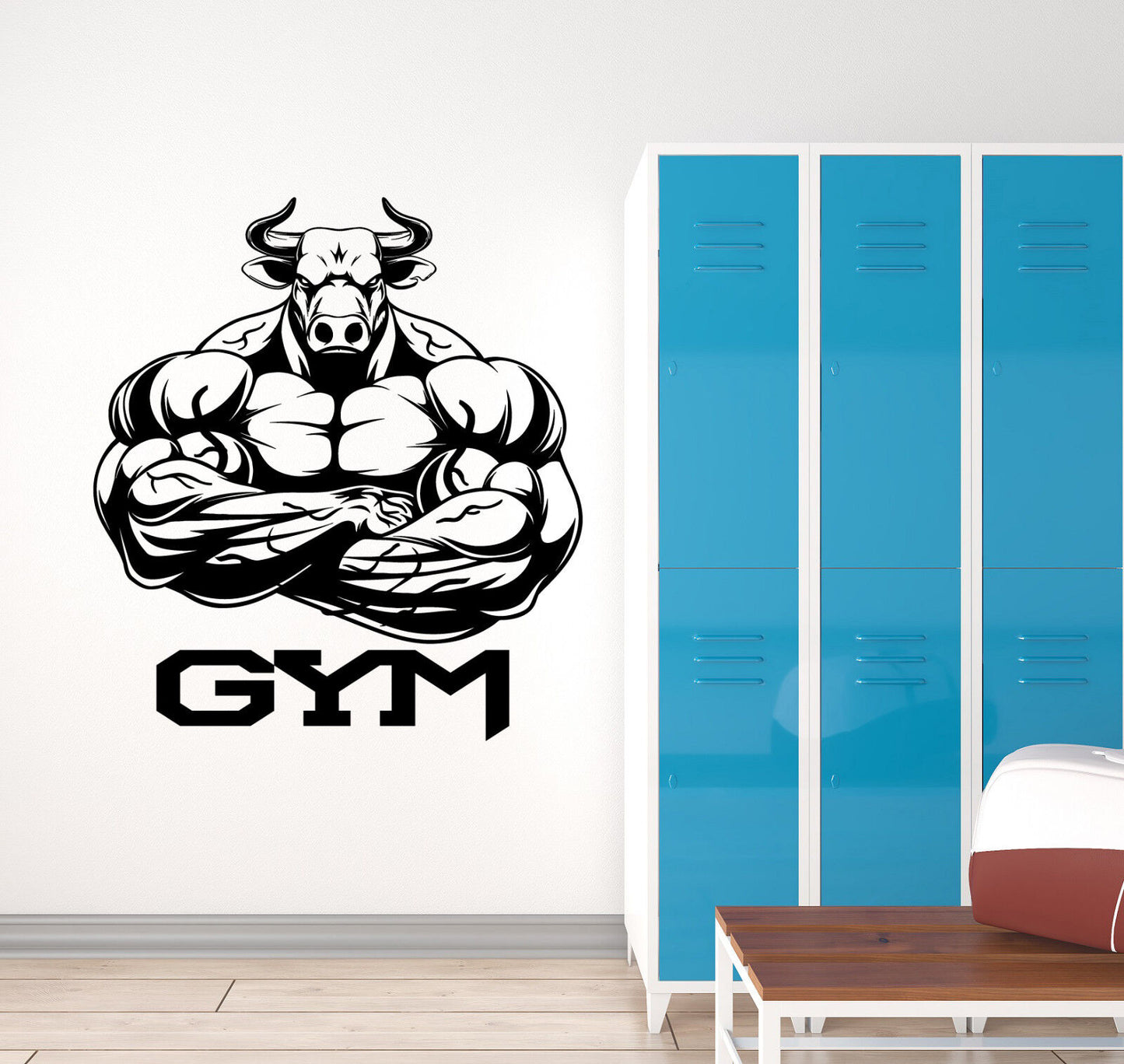 Autocollant mural en vinyle avec Logo de gymnastique à domicile, autocollants de bodybuilder de Muscles de taureau (3189ig)