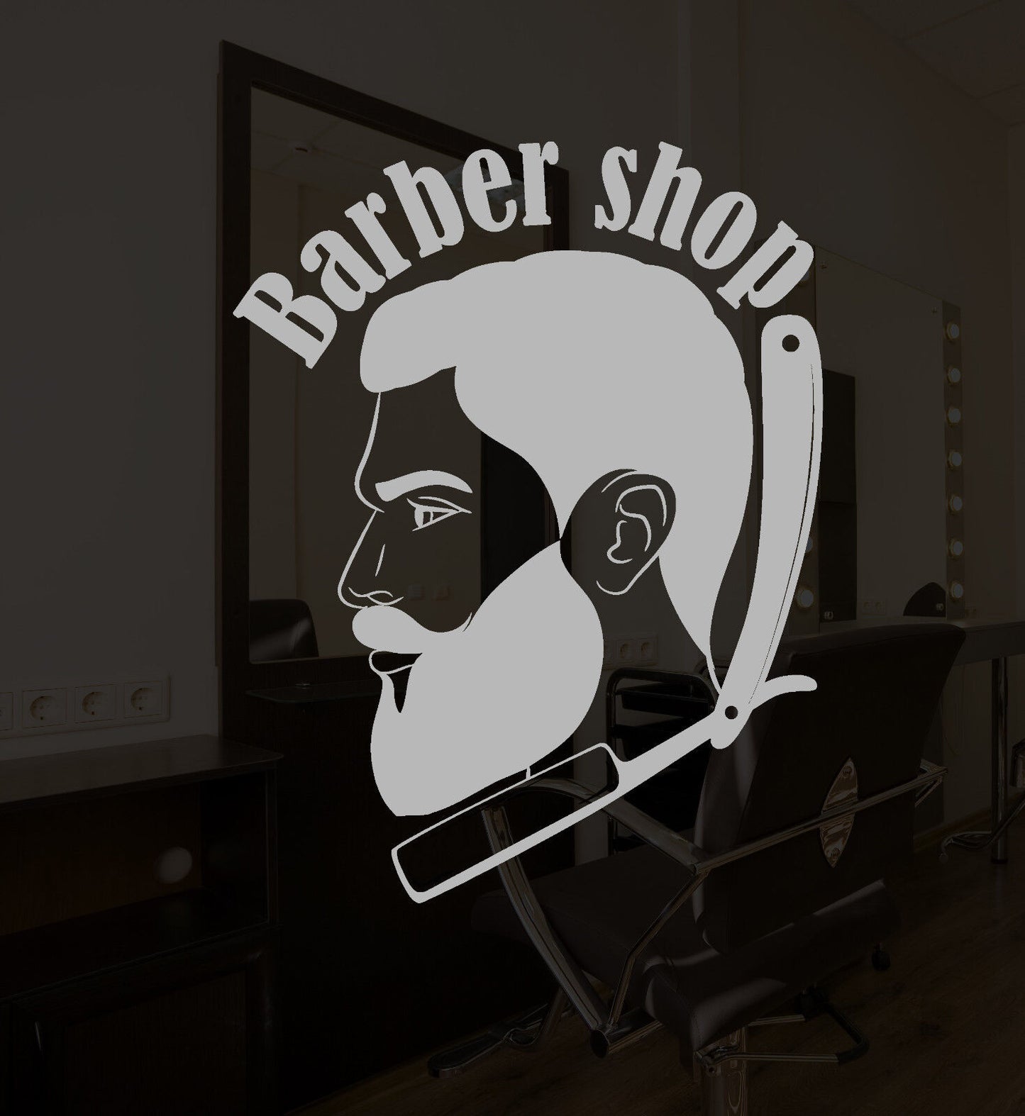 Vinyl Wand Aufkleber Barbershop Logo Schild Retro Gerade Für Männer Aufkleber 3192ig