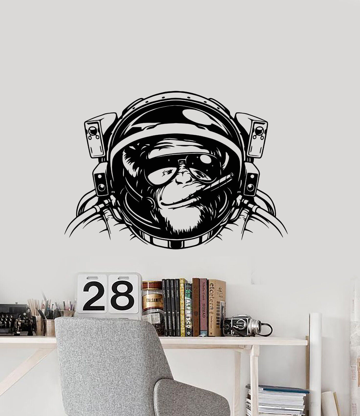 Vinyl Wall Decal Astronaut Space Monkey With Cigar Sunglasses Stickers (3227ig)