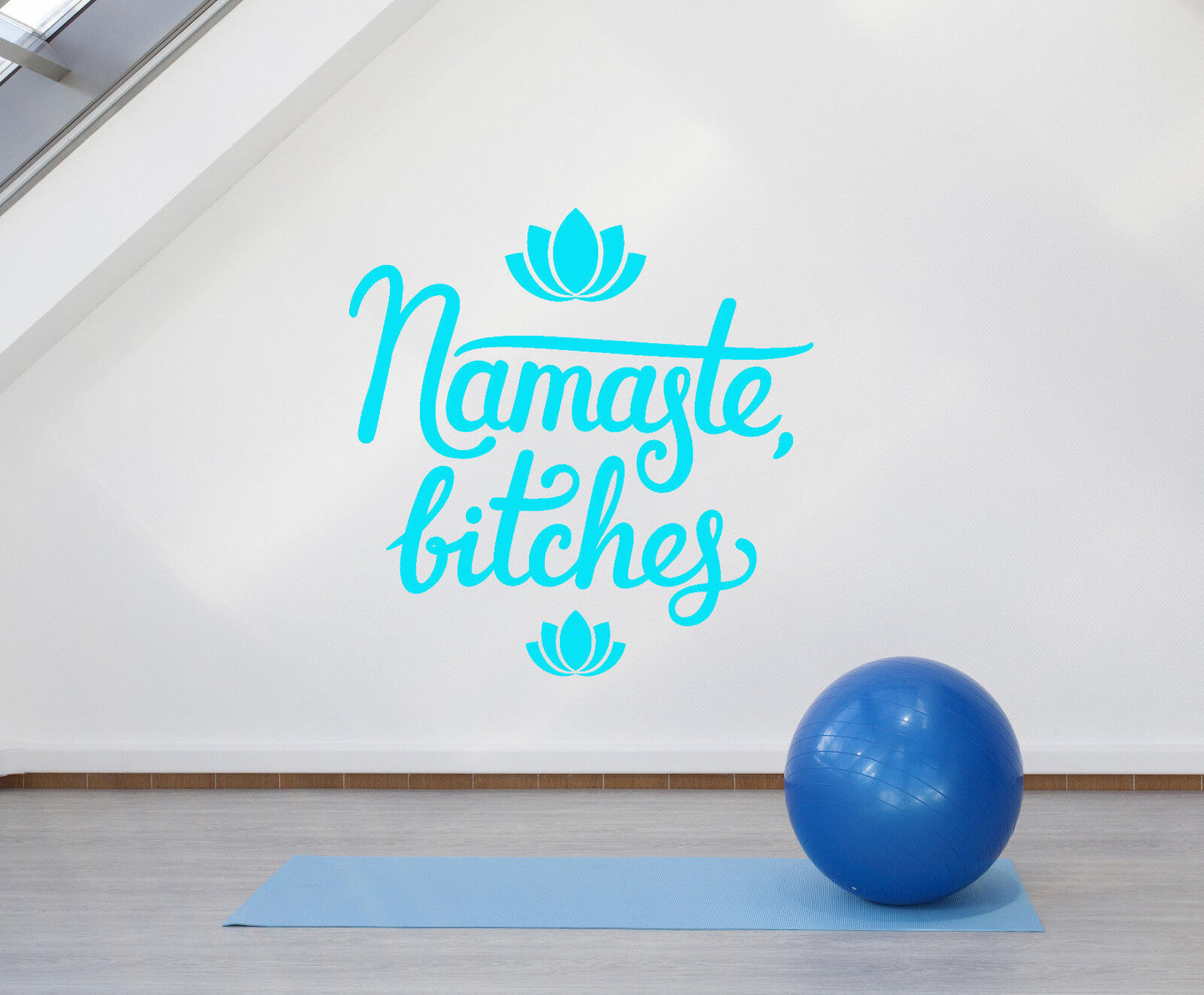 Vinyl Wall Decal Namaste Bitches Yoga Funny Quote Words Lotus Stickers (3239ig)