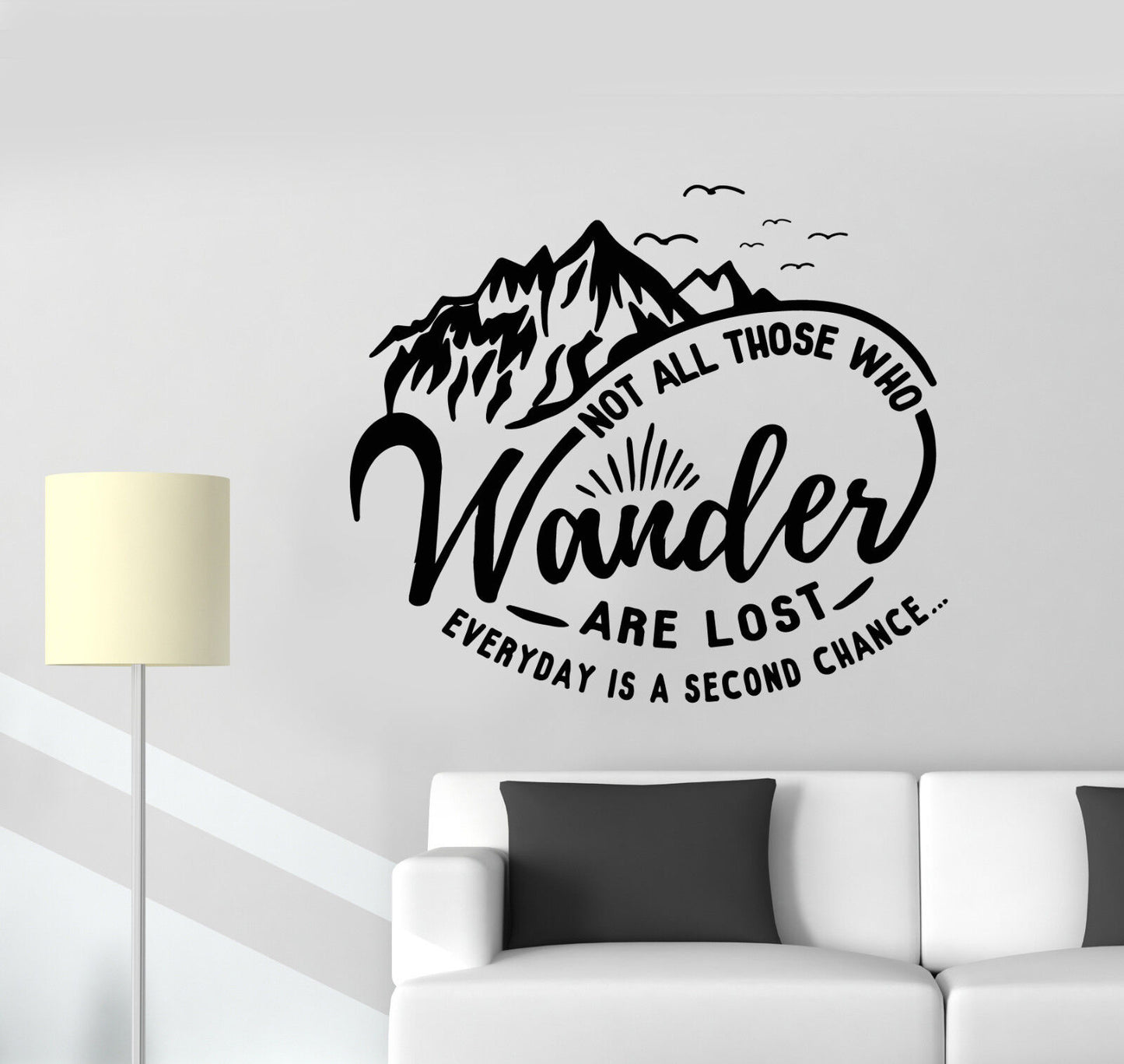 Vinyl Wall Decal Motivation Words Quote Mountains For Traveler Stickers (3261ig)